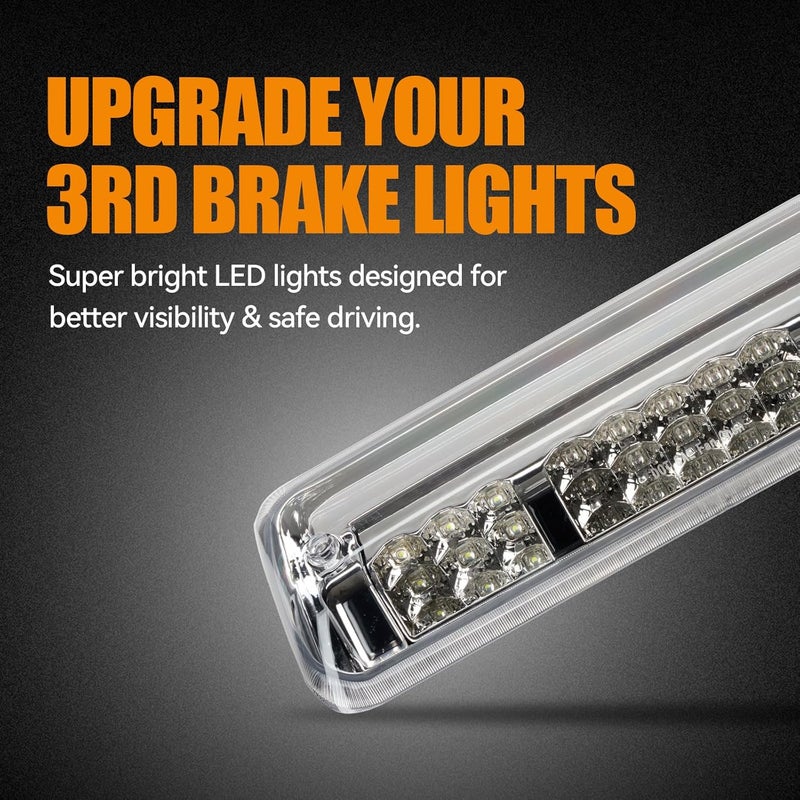 Cxdar Third 3rd Brake Light LED for 2004-2008 Ford F150, High Mount Rear Brake Lights Assembly for 04-08 F-150, Waterproof Center Cab Cargo Lamp Stop Light (Chrome) - Image 3